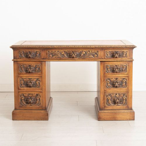 LATE 19TH CENTURY SOLID OAK GREEN MAN STYLE DESK - ADDITIONAL PHOTO 1