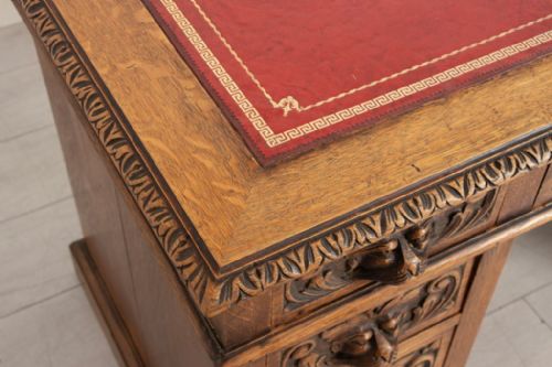 LATE 19TH CENTURY SOLID OAK GREEN MAN STYLE DESK - ADDITIONAL PHOTO 2