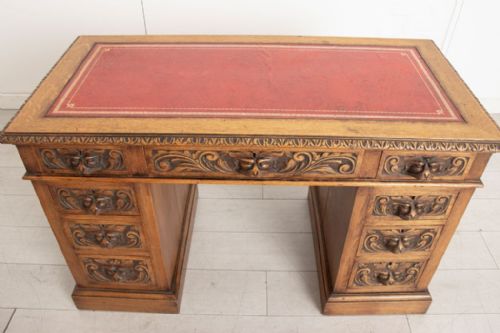 LATE 19TH CENTURY SOLID OAK GREEN MAN STYLE DESK - ADDITIONAL PHOTO 3