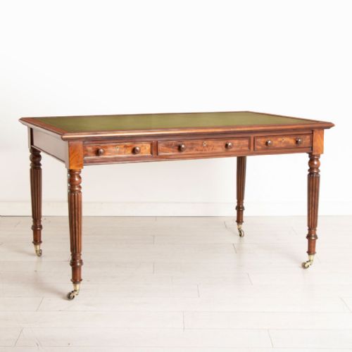 early victorian mahogany writing table with green leather top c1840 - CATEGORY: ANTIQUE TABLES - DATED VICTORIAN
