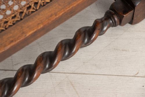 1920S OAK BARLEY TWIST AND RATTAN FOOTSTOOL - ADDITIONAL PHOTO 4