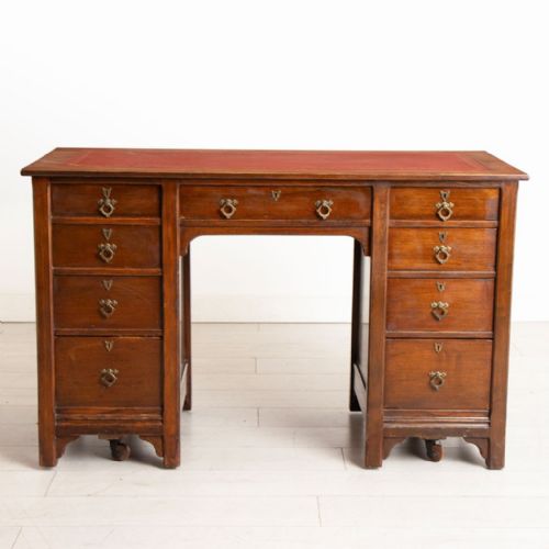 VICTORIAN ARTS CRAFTS DESK IN ASH WITH NINE DRAWERS - ADDITIONAL PHOTO 1