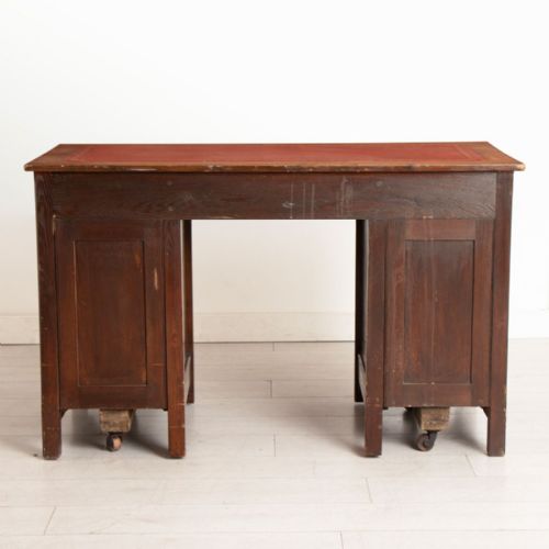 VICTORIAN ARTS CRAFTS DESK IN ASH WITH NINE DRAWERS - ADDITIONAL PHOTO 8