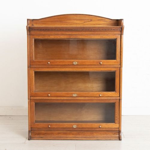 antique sectional bookcase in golden oak by lebus c1910 - CATEGORY: ANTIQUE BOOKCASES - DATED 1910