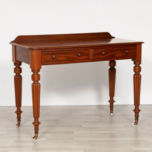 victorian mahogany side table on turned reeded legs c1870 - CATEGORY: ANTIQUE TABLES - DATED VICTORIAN
