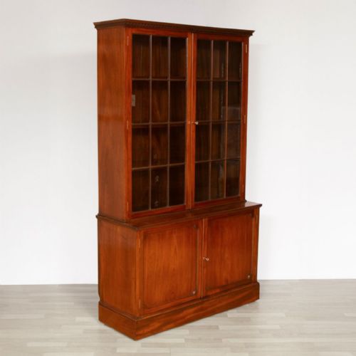edwardian mahogany bookcase with glazed top section c1910 - CATEGORY: ANTIQUE BOOKCASES - DATED EDWARDIAN