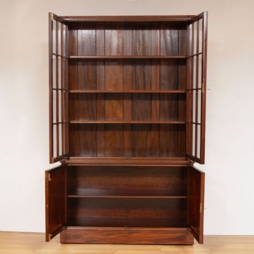 EDWARDIAN MAHOGANY BOOKCASE WITH GLAZED TOP SECTION C1910 - ADDITIONAL PHOTO 3
