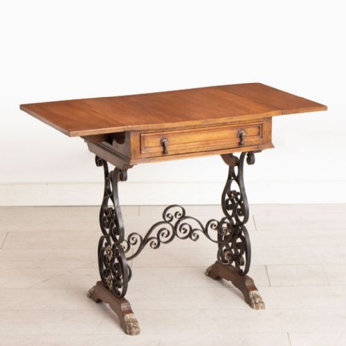 PAIR OF LATE 19TH CENTURY WALNUT WROUGHT IRON TABLES - ADDITIONAL PHOTO 3