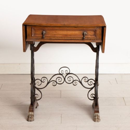 PAIR OF LATE 19TH CENTURY WALNUT WROUGHT IRON TABLES - ADDITIONAL PHOTO 4