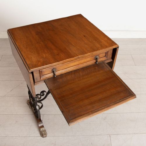 PAIR OF LATE 19TH CENTURY WALNUT WROUGHT IRON TABLES - ADDITIONAL PHOTO 5