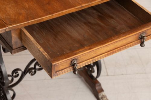 PAIR OF LATE 19TH CENTURY WALNUT WROUGHT IRON TABLES - ADDITIONAL PHOTO 6