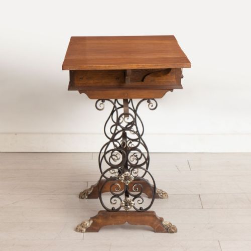 PAIR OF LATE 19TH CENTURY WALNUT WROUGHT IRON TABLES - ADDITIONAL PHOTO 7