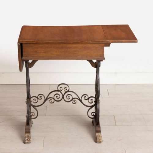 PAIR OF LATE 19TH CENTURY WALNUT WROUGHT IRON TABLES - ADDITIONAL PHOTO 8