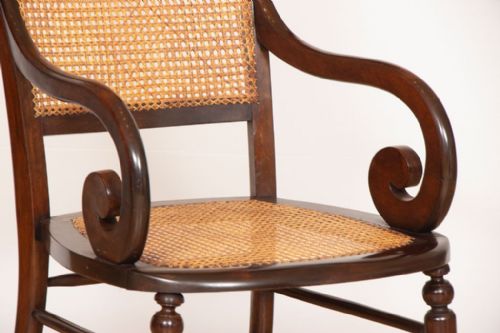 ANTIQUE MAHOGANY CANE BEDROOM CHAIR C1900 - ADDITIONAL PHOTO 2
