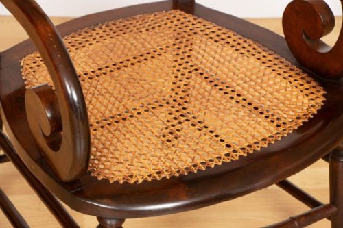 ANTIQUE MAHOGANY CANE BEDROOM CHAIR C1900 - ADDITIONAL PHOTO 6