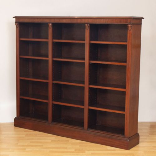 large antique mahogany open bookcase with adjustable shelves c1900 - CATEGORY: ANTIQUE BOOKCASES - DATED 1900