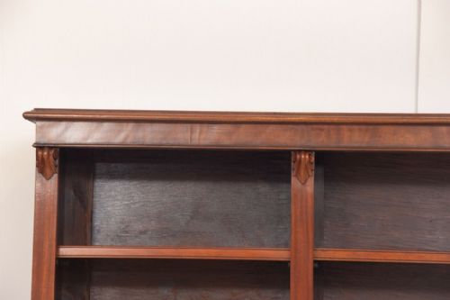 LARGE ANTIQUE MAHOGANY OPEN BOOKCASE WITH ADJUSTABLE SHELVES C1900 - ADDITIONAL PHOTO 3