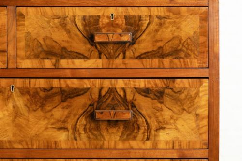 WALNUT BURR WALNUT MAHOGANY LINED CHEST OF DRAWERS BY WARING GILLOW C1910 - ADDITIONAL PHOTO 3