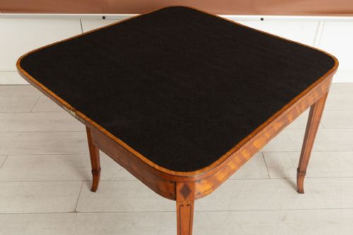 SATINWOOD GAMES TABLE WITH EBONY BOXWOOD INLAY AND BLACK LEATHER TOP C1820 - ADDITIONAL PHOTO 7