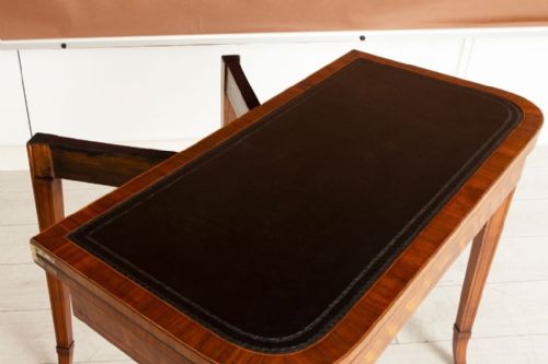 SATINWOOD GAMES TABLE WITH EBONY BOXWOOD INLAY AND BLACK LEATHER TOP C1820 - ADDITIONAL PHOTO 8