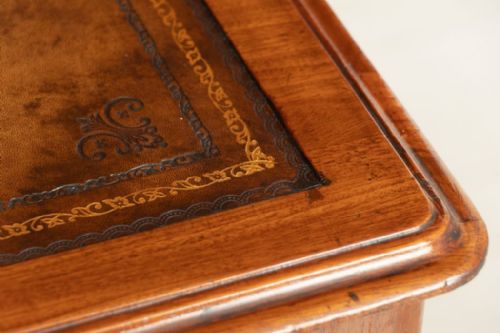 VICTORIAN MAHOGANY WRITING TABLE WITH TAN LEATHER TOP C1870 - ADDITIONAL PHOTO 1