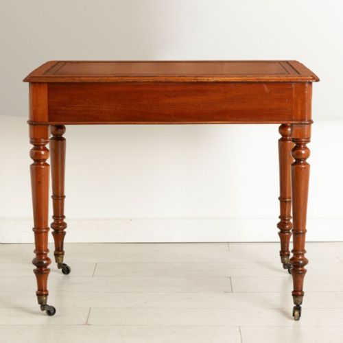 VICTORIAN MAHOGANY WRITING TABLE WITH TAN LEATHER TOP C1870 - ADDITIONAL PHOTO 9