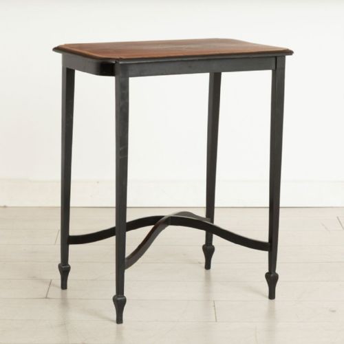 victorian ebonized side table with inlaid top - CATEGORY: ANTIQUE TABLES - DATED VICTORIAN