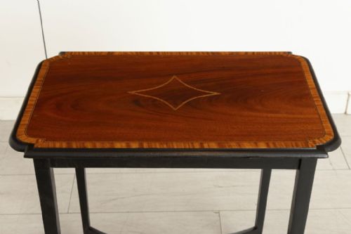 VICTORIAN EBONIZED SIDE TABLE WITH INLAID TOP - ADDITIONAL PHOTO 1
