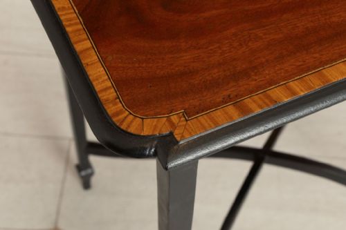 VICTORIAN EBONIZED SIDE TABLE WITH INLAID TOP - ADDITIONAL PHOTO 4
