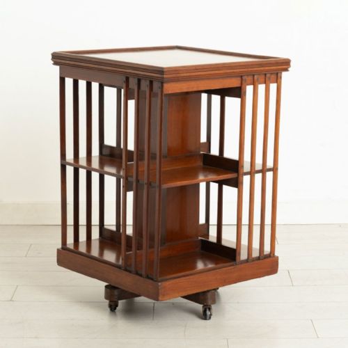 victorian walnut revolving bookcase by james shoolbred co london c1880 - CATEGORY: ANTIQUE BOOKCASES - DATED VICTORIAN