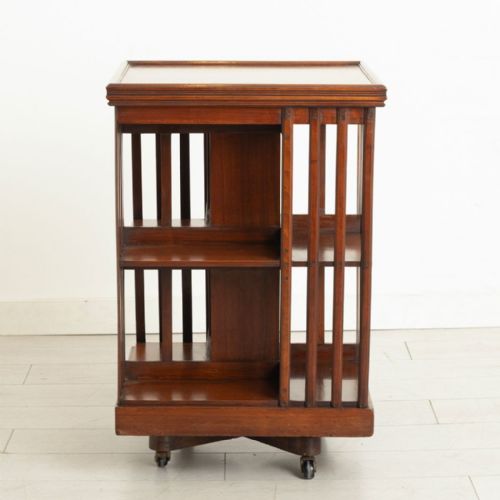 VICTORIAN WALNUT REVOLVING BOOKCASE BY JAMES SHOOLBRED CO LONDON C1880 - ADDITIONAL PHOTO 1
