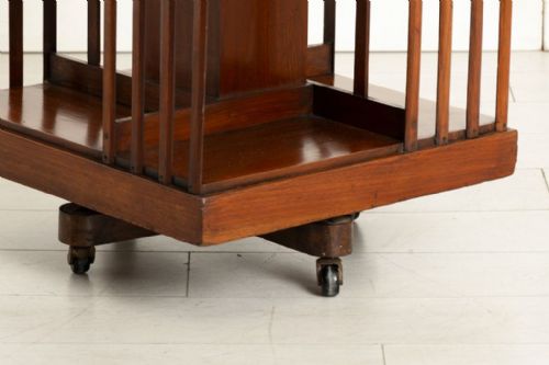 VICTORIAN WALNUT REVOLVING BOOKCASE BY JAMES SHOOLBRED CO LONDON C1880 - ADDITIONAL PHOTO 4