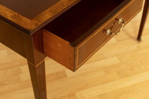 VICTORIAN MAHOGANY DESK WITH INLAY DETAIL - ADDITIONAL PHOTO 2