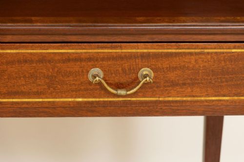 VICTORIAN MAHOGANY DESK WITH INLAY DETAIL - ADDITIONAL PHOTO 4