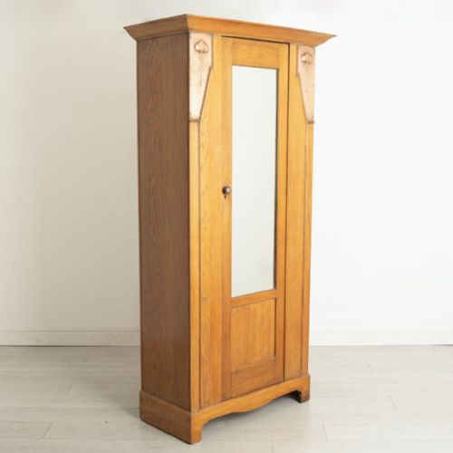 arts crafts oak hall cupboard c1900 - CATEGORY: ANTIQUE CUPBOARDS - DATED 1900