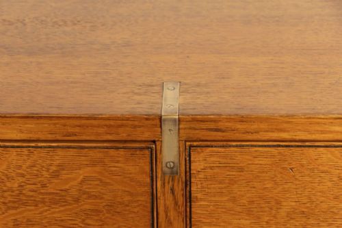 ANTIQUE BRASS BOUND MILITARY STYLE CAMPAIGN CHEST OF DRAWERS IN GOLDEN OAK BY 'ARMY NAVY CSL' C1900 - ADDITIONAL PHOTO 1