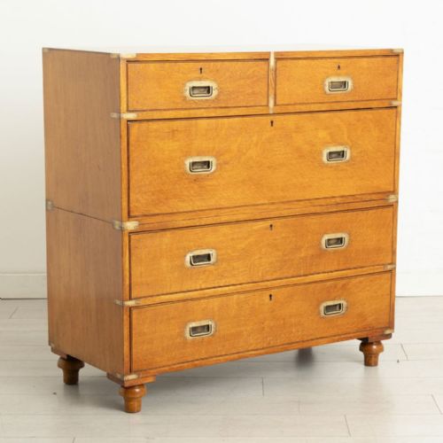 ANTIQUE BRASS BOUND MILITARY STYLE CAMPAIGN CHEST OF DRAWERS IN GOLDEN OAK BY 'ARMY NAVY CSL' C1900 - ADDITIONAL PHOTO 3