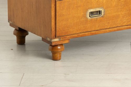 ANTIQUE BRASS BOUND MILITARY STYLE CAMPAIGN CHEST OF DRAWERS IN GOLDEN OAK BY 'ARMY NAVY CSL' C1900 - ADDITIONAL PHOTO 7