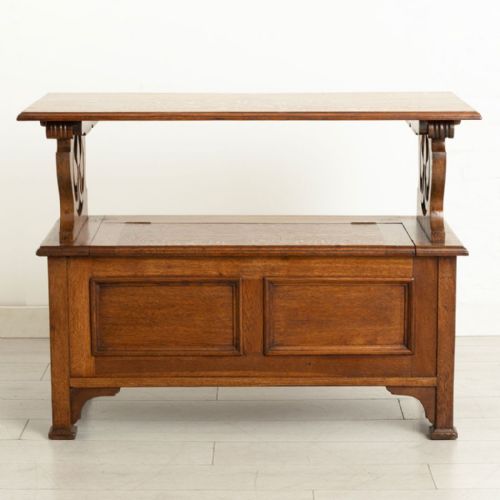 ART NOUVEAU MONKS BENCH IN GOLDEN OAK C1900 - ADDITIONAL PHOTO 1