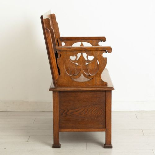 ART NOUVEAU MONKS BENCH IN GOLDEN OAK C1900 - ADDITIONAL PHOTO 3