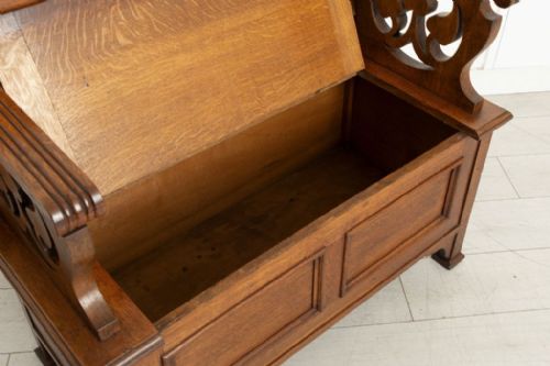 ART NOUVEAU MONKS BENCH IN GOLDEN OAK C1900 - ADDITIONAL PHOTO 5