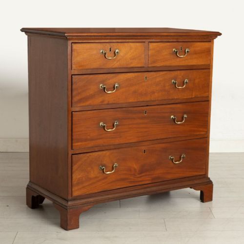 georgian mahogany chest of drawers with original brass swan neck handles c1800 - CATEGORY: ANTIQUE CHEST OF DRAWERS - DATED GEORGIAN