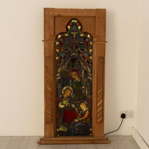 19TH CENTURY STAINED GLASS PANEL DEPICTING BIBLICAL SCENE MOUNTED IN LATER BACKLIT FRAME - ADDITIONAL PHOTO 1