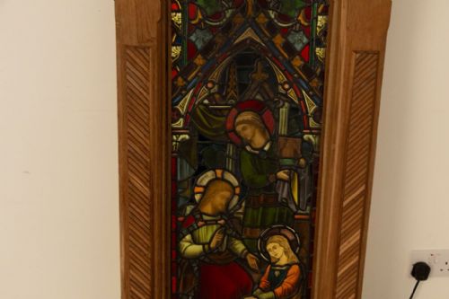 19TH CENTURY STAINED GLASS PANEL DEPICTING BIBLICAL SCENE MOUNTED IN LATER BACKLIT FRAME - ADDITIONAL PHOTO 10