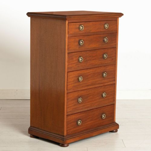 EDWARDIAN MAHOGANY CHEST OF DRAWERS WITH BRASS RING DROP HANDLES C1900 - ADDITIONAL PHOTO 4