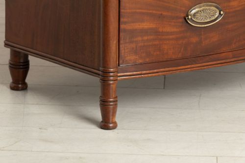 REGENCY MAHOGANY BOW FRONT CHEST OF DRAWERS WITH OVAL BRASS PLATE HANDLES C1820 - ADDITIONAL PHOTO 6