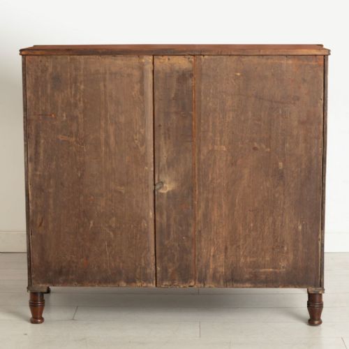 REGENCY MAHOGANY BOW FRONT CHEST OF DRAWERS WITH OVAL BRASS PLATE HANDLES C1820 - ADDITIONAL PHOTO 8