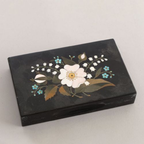ashford black marble paperweight inlaid with various stones derbyshire c1870 - CATEGORY: ANTIQUE MISCELLANEOUS - DATED 1870