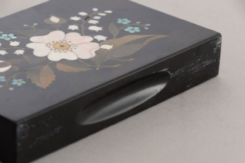 ASHFORD BLACK MARBLE PAPERWEIGHT INLAID WITH VARIOUS STONES DERBYSHIRE C1870 - ADDITIONAL PHOTO 1
