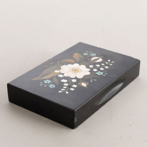 ASHFORD BLACK MARBLE PAPERWEIGHT INLAID WITH VARIOUS STONES DERBYSHIRE C1870 - ADDITIONAL PHOTO 4